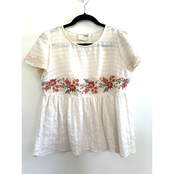 Savanna Jane Tops - Savanna Jane 100% Cotton Embroidered Boho Peasant Top Cottagecore Festival | S